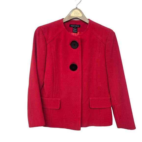 Margaret Frances Size 6 Red Jacket 2 Button Blazer Career Colorful Office - Picture 1 of 6